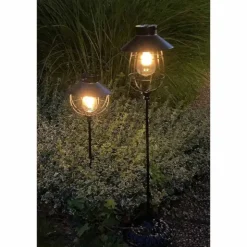 Aurinkokennovalaisin LED antiikkimusta jalalla