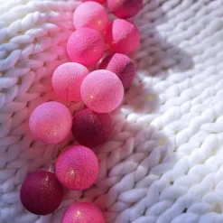Cotton Ball valosarja pinkki 20-palloa