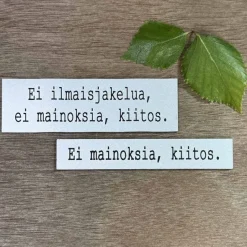 Ei mainoksia kiitos hopea, magneettikiinnitys