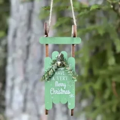Joulukoriste kelkka vihreä 16 cm