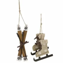 Joulukoristesetti sukset & luistimet ruskea