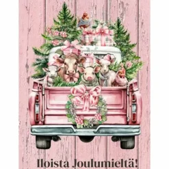 Joulukortti Joulumieltä maatilalta