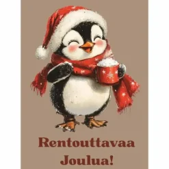 Joulukortti Pingviinin rento joulu