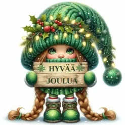 Joulukortti Tonttutyttö Hyvää Joulua