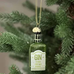 Joulukuusenkoriste Gin lasipullo 8,5 cm, eri värejä
