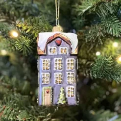 Joulukuusenkoriste Joulutalo 10 cm siniharmaa