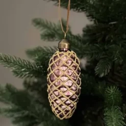 Joulukuusenkoriste Käpy lasia 10cm violetti