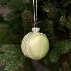Joulukuusenkoriste Macaron lasia limenvirheä
