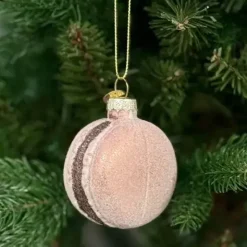 Joulukuusenkoriste Macaron lasia vaaleanruskea