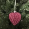 Joulukuusenkoriste Sydän tummanpunainen 6,5 cm