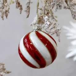 Joulukuusenkoriste Tivoli 8 cm punavalkoinen