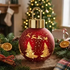Joulupallokoriste led-valolla lasia 28 cm