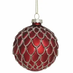 Joulupallo Käpy lasia 8 cm punainen