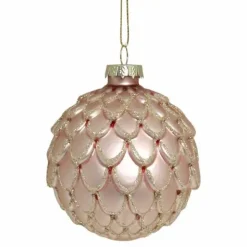 Joulupallo Käpy lasia 8 cm roosa