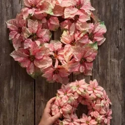 Joulutähtikranssi 30 cm vaaleanpunainen