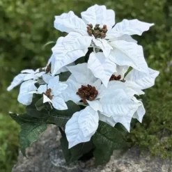 Joulutähti ruukussa 35 cm valkoinen