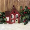 Keraaminen talolyhty punainen sydänkoristein 15 cm