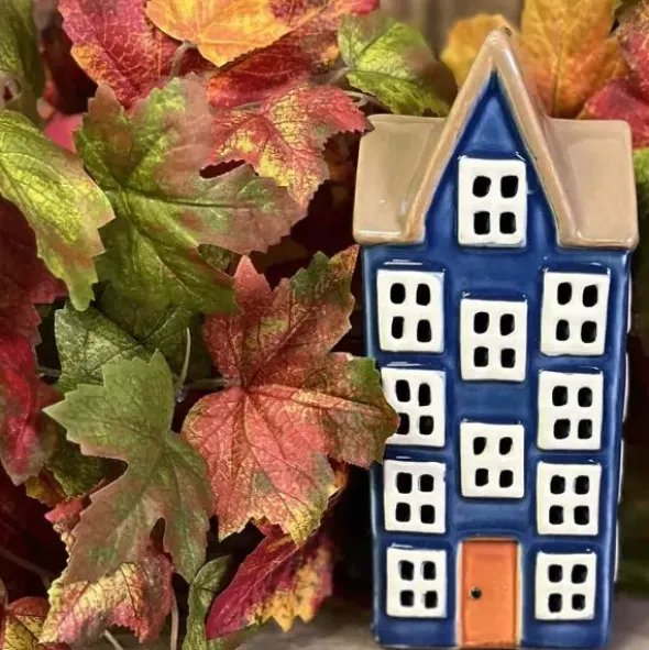 Keraaminen talolyhty tummansininen 21 cm