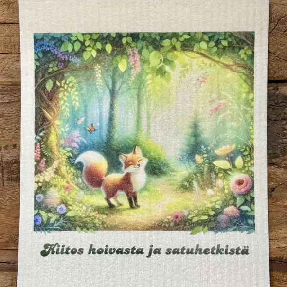 Kiitos hoivasta ja satuhetkistä tiskirätti
