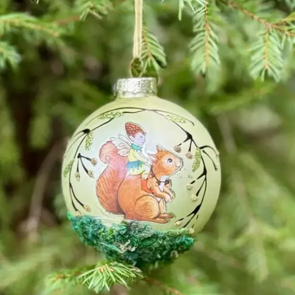 Kuusenkoriste Sammalkeiju ja orava 8 cm