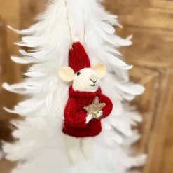 Kuusenkoriste tonttuhiiri ja tähti 14 cm