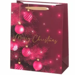 Lahjakassi Merry Christmas 32 cm pinkki