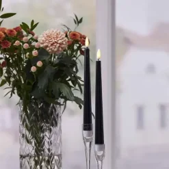 LED-antiikkikynttilä 2 kpl musta