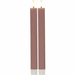LED-antiikkikynttilä Stripe 2 kpl roosa