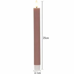 LED-antiikkikynttilä Stripe 2 kpl roosa