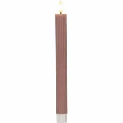 LED-antiikkikynttilä Stripe 2 kpl roosa