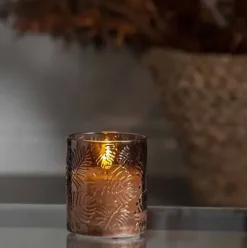 LED-kynttilä lasiastiassa ruskea 10 cm