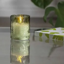 LED-kynttilä lasiastiassa vihreä 10 cm
