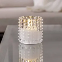 LED-kynttilä Pisara lasiastiassa kirkas 10 cm