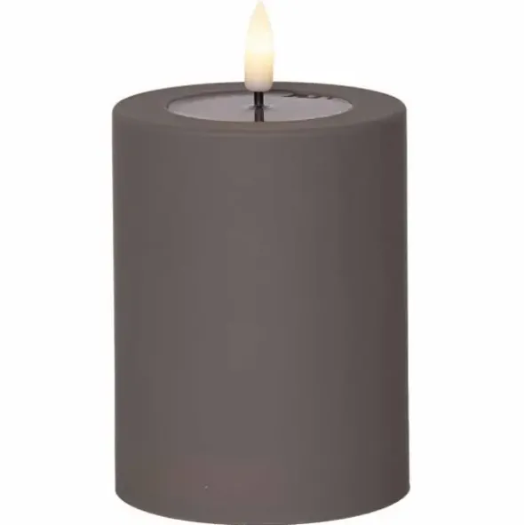 LED-kynttilä Softis ruskeanharmaa 12,5 cm