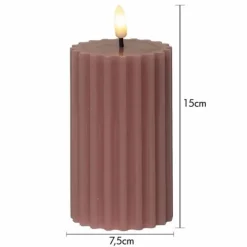 LED-kynttilä Stripe roosa 15 cm