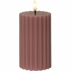 LED-kynttilä Stripe roosa 15 cm