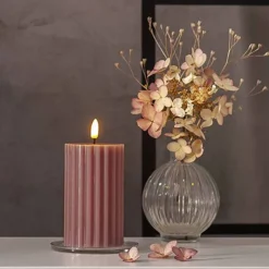 LED-kynttilä Stripe roosa 15 cm