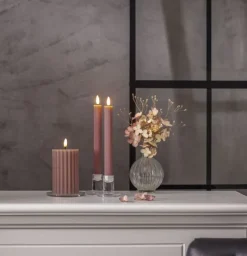 LED-kynttilä Stripe roosa 15 cm