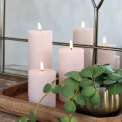 LED-kynttilä vaalea roosa, eri kokoja