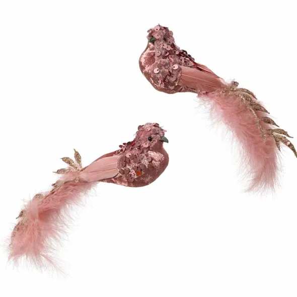 Lintukoriste klipsillä roosa 20 cm