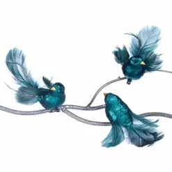 Lintukoriste klipsillä turkoosi glitter 14 cm