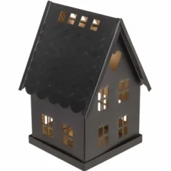 Metallinen talolyhty sydänkoristein 20 cm