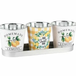 Metalliruukkusetti Lemons 3 ruukkua