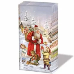 Nenäliinat Joulupukki tuomassa lahjoja