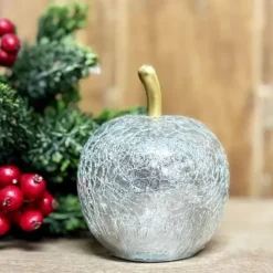 Omenakoriste led-valolla 9 cm hopea