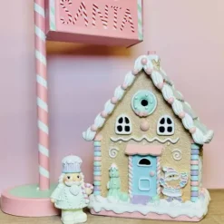 Piparkakkutalo led-valolla 25 cm pastelli
