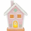 Piparkakkutalo led-valolla 22 cm roosa