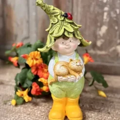 Puutarhakoriste Poika ja kissanpentu 29 cm