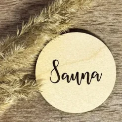 Sauna-kyltti pyöreä koivu
