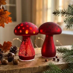 Sienikoriste led-valolla lasia 16 cm